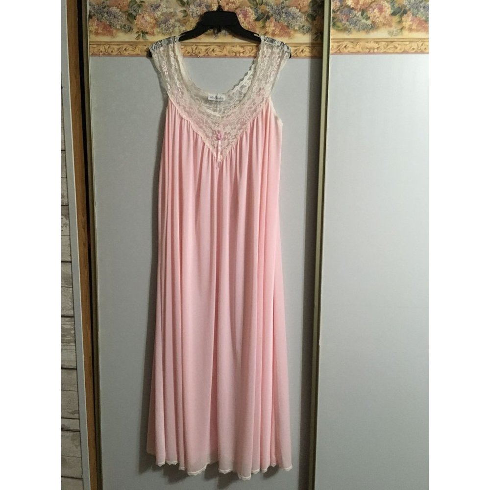 Miss Elaine Pink Medium 2 Piece Maxi Flowy Classic Elegant Lightweight Vintage N